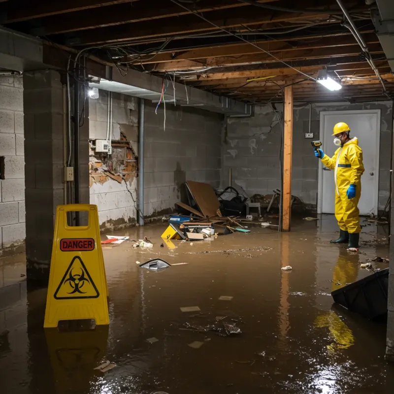 Flooded Basement Electrical Hazard in Gibsonville, NC Property